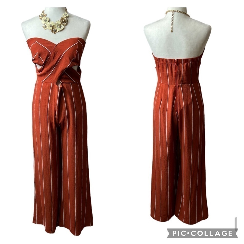 NWT Papaya Striped Strapless Jumpsuit Large